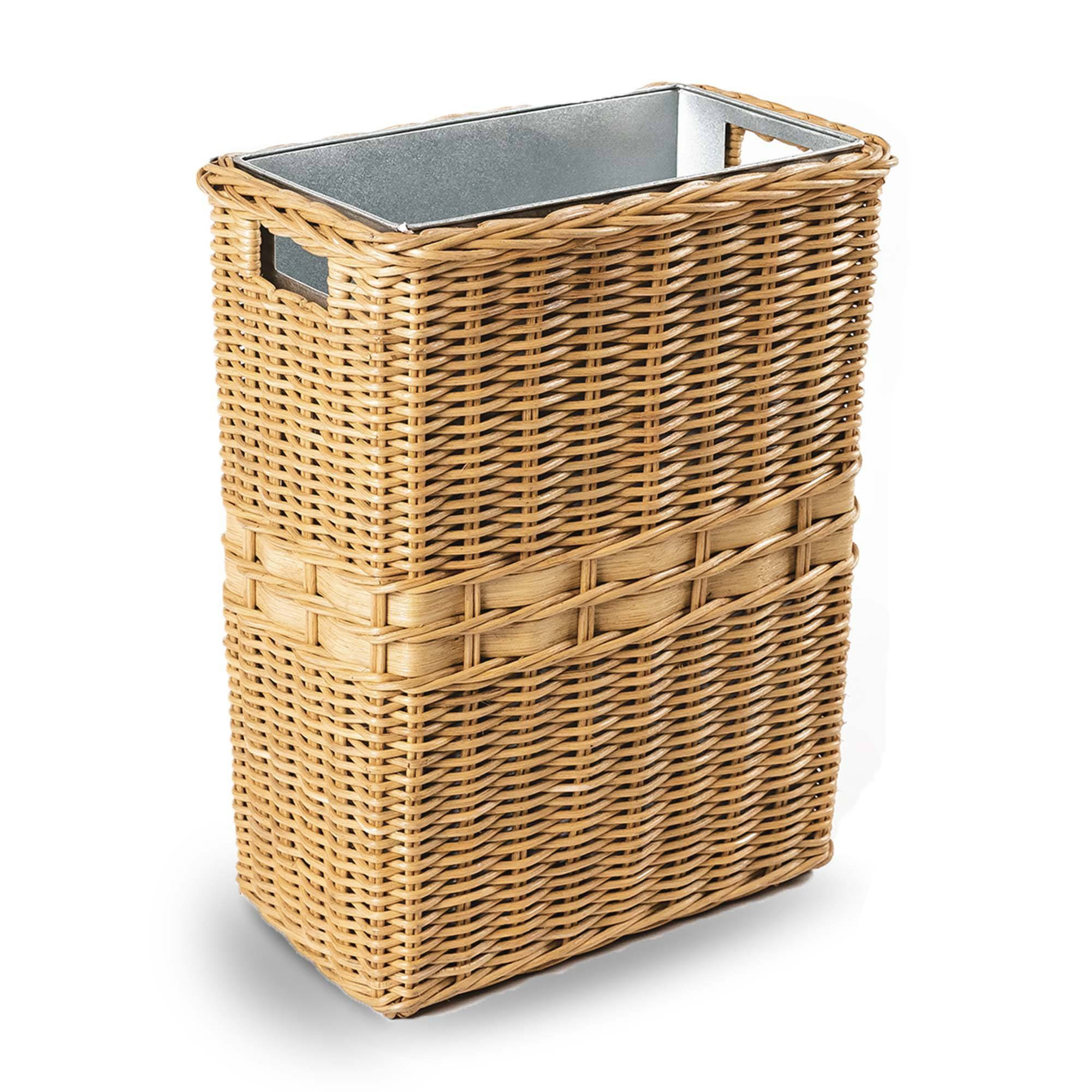 Large Wicker Waste Basket with Metal Liner | The Basket Lady