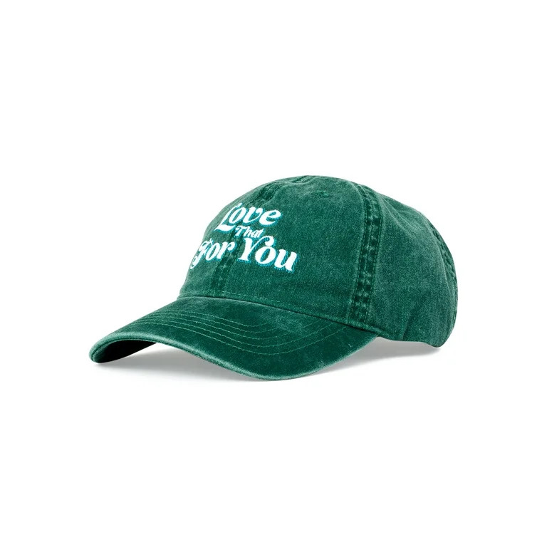 Time and Tru Women's Green Embroidered Love that for You Washed Cotton Twill Baseball Hat Blossom... | Walmart (US)