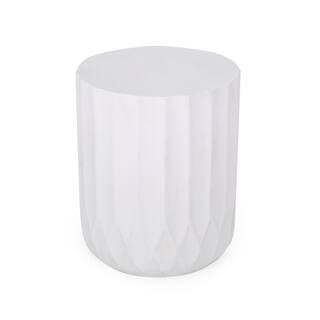 Noble House Bissell Antique White Cylindrical Stone Outdoor Side Table 107878 - The Home Depot | The Home Depot