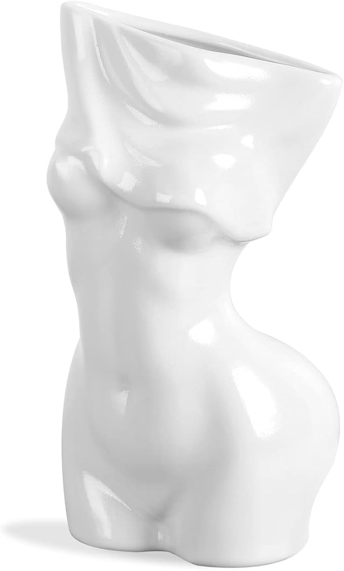 Art Female Form Body Ceramic Vase for Flowers, Creative Elegant Undressing Woman Sculpture for Ho... | Amazon (US)