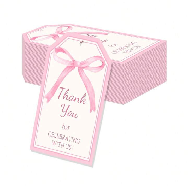 20 Pcs Pink Bow Thank You Tags Pink Bow Theme Thank You Label Gift Wrapping "Thank You For Celebr... | SHEIN