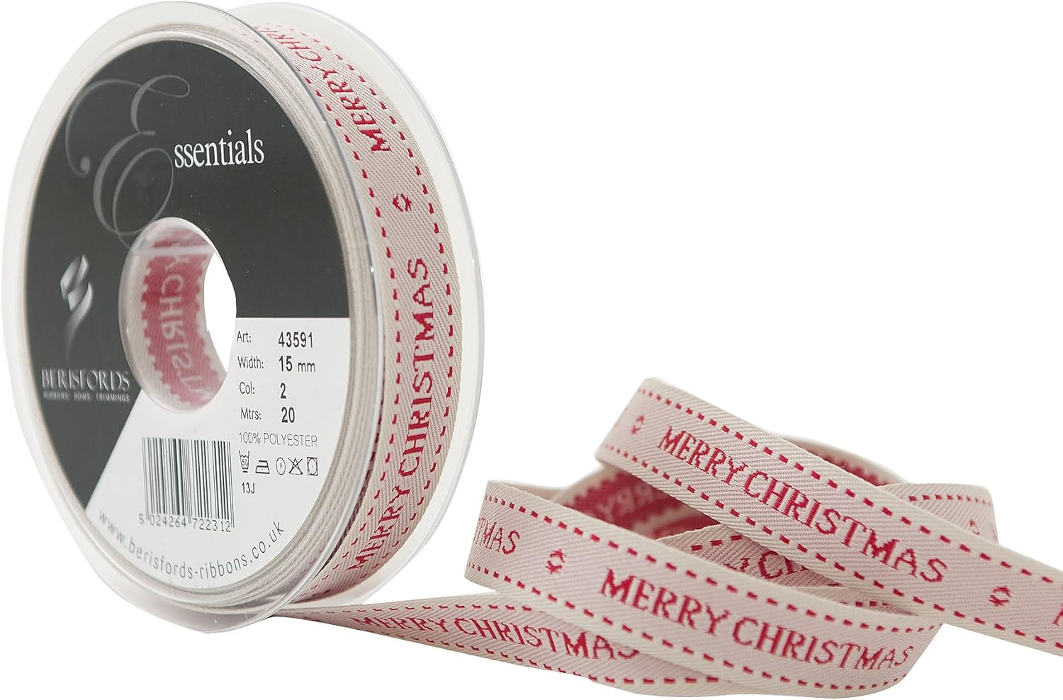 15 mm Cottage Christmas Wishes Ribbon, Ivory | Amazon (US)