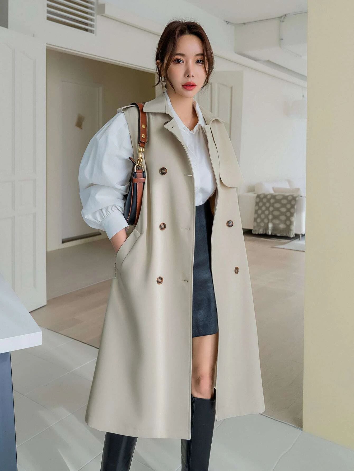 DAZY Double Breasted Belted Vest Trench Coat
   SKU: sw2110262886939366      
          (15 Revie... | SHEIN
