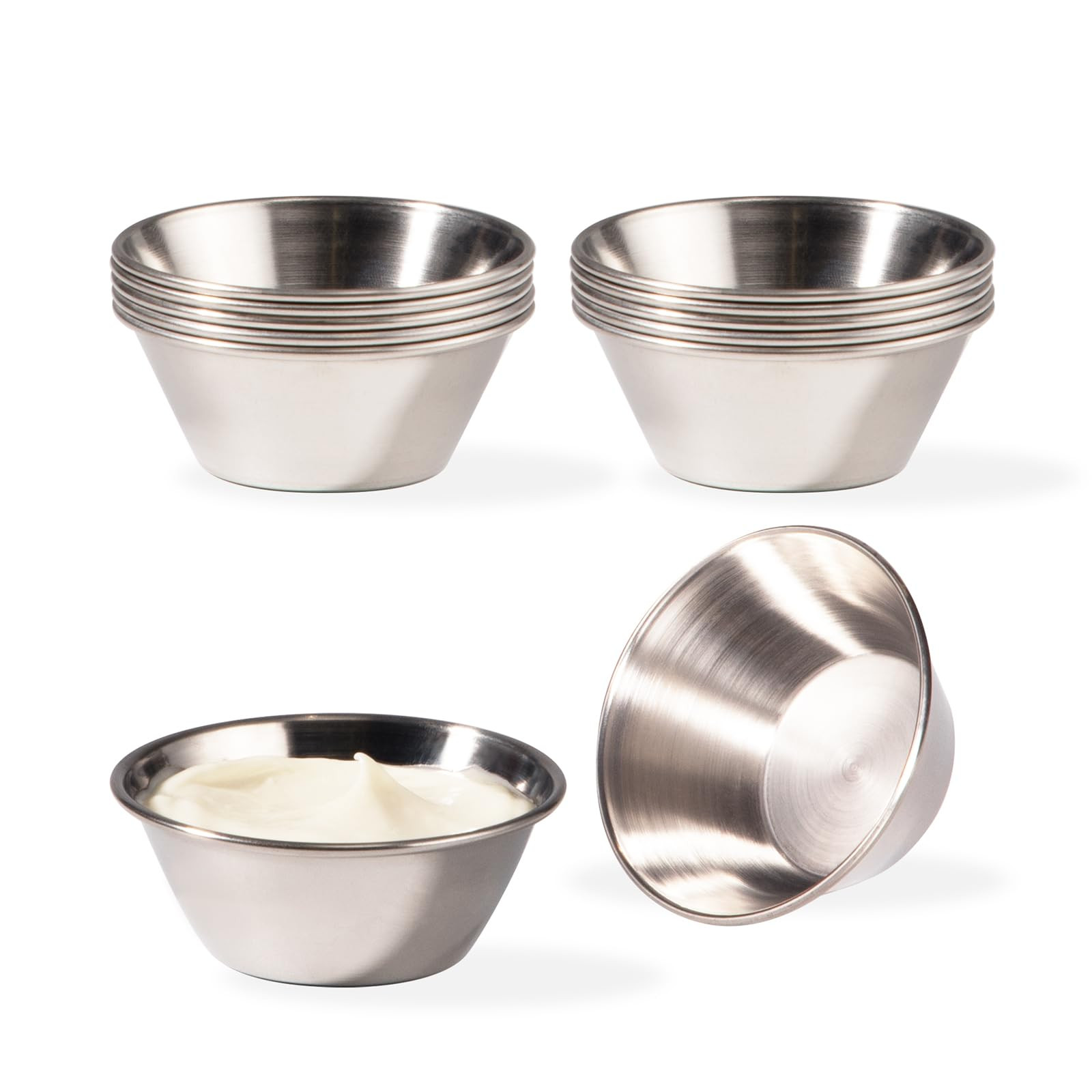 Fit Meal Prep [12 Pack] 1.5 oz Stainless Steel Dipping Sauce Cups, Reusable Metal Ramekins, Comme... | Amazon (US)