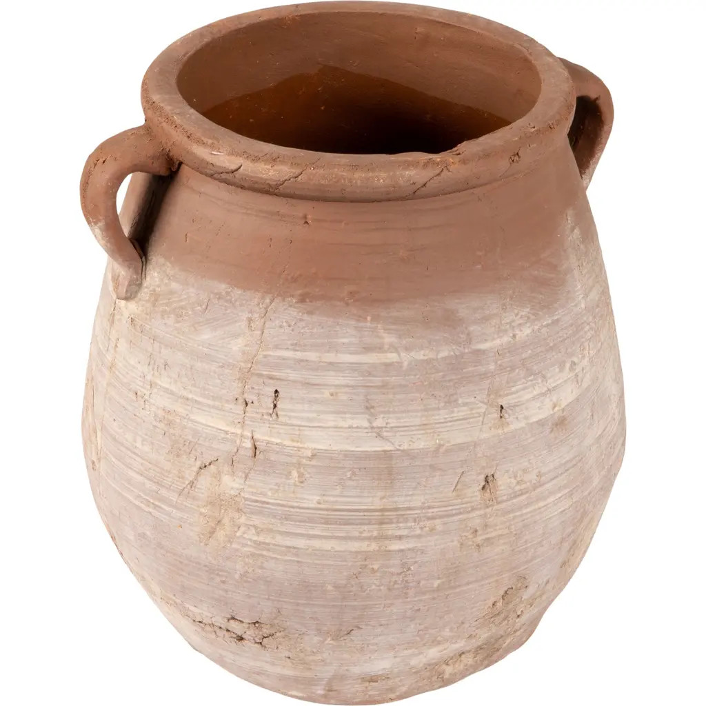 Storied Home Large Round Terra-cotta Urn, Orange and Whitewashed at Nordstrom | Nordstrom