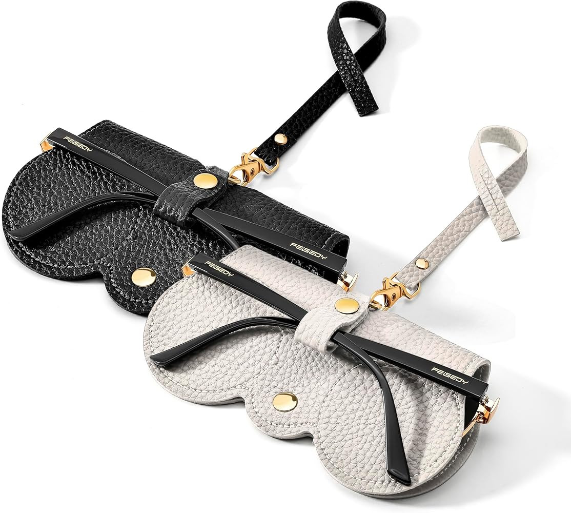 FEISEDY 2Pack Soft Leather Sunglass Bag, Holder Eyeglasses Case, Portable Glasses Pouch With Butt... | Amazon (US)