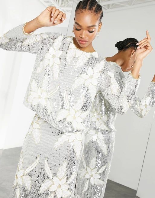 ASOS EDITION floral silver and white sequin co ord  | ASOS | ASOS (Global)