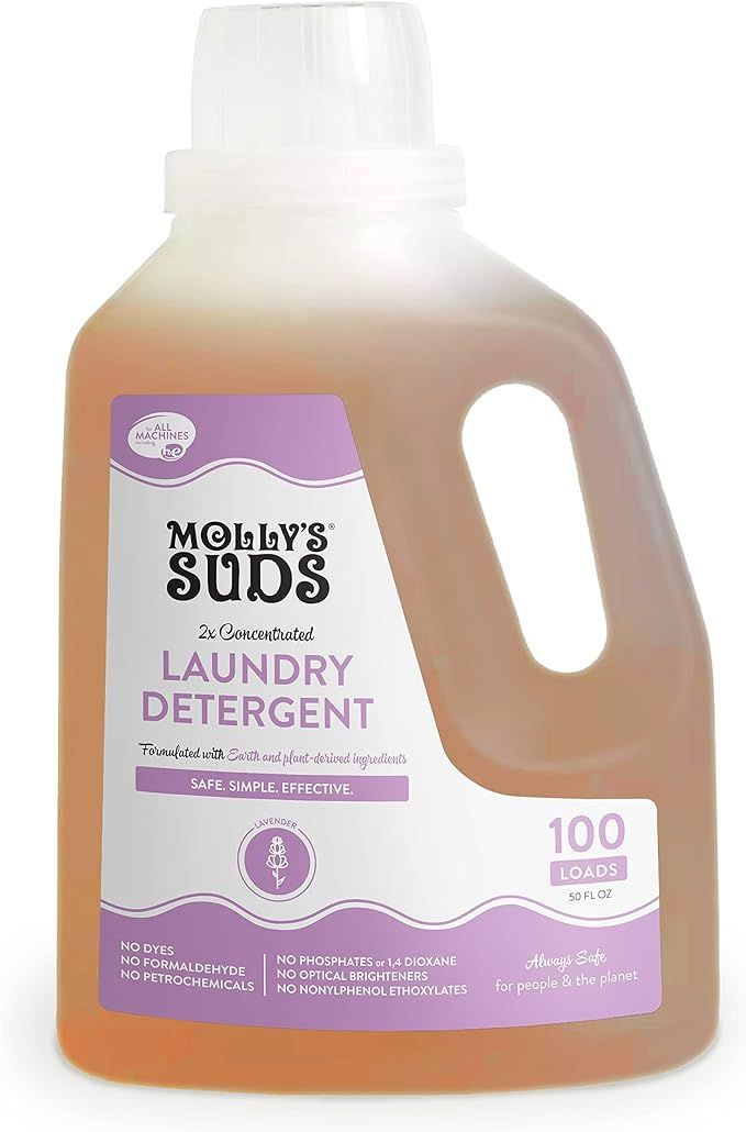 Molly's Suds Liquid Laundry Detergent | Natural Laundry Detergent Soap for Sensitive Skin, 2x Con... | Amazon (US)