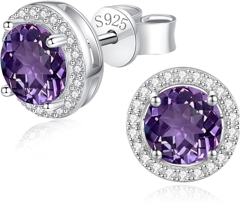 Natural Garnet Amethyst Peridot Citrine London Blue Topaz Gemstone Stud Earrings for Women, 925 S... | Amazon (US)