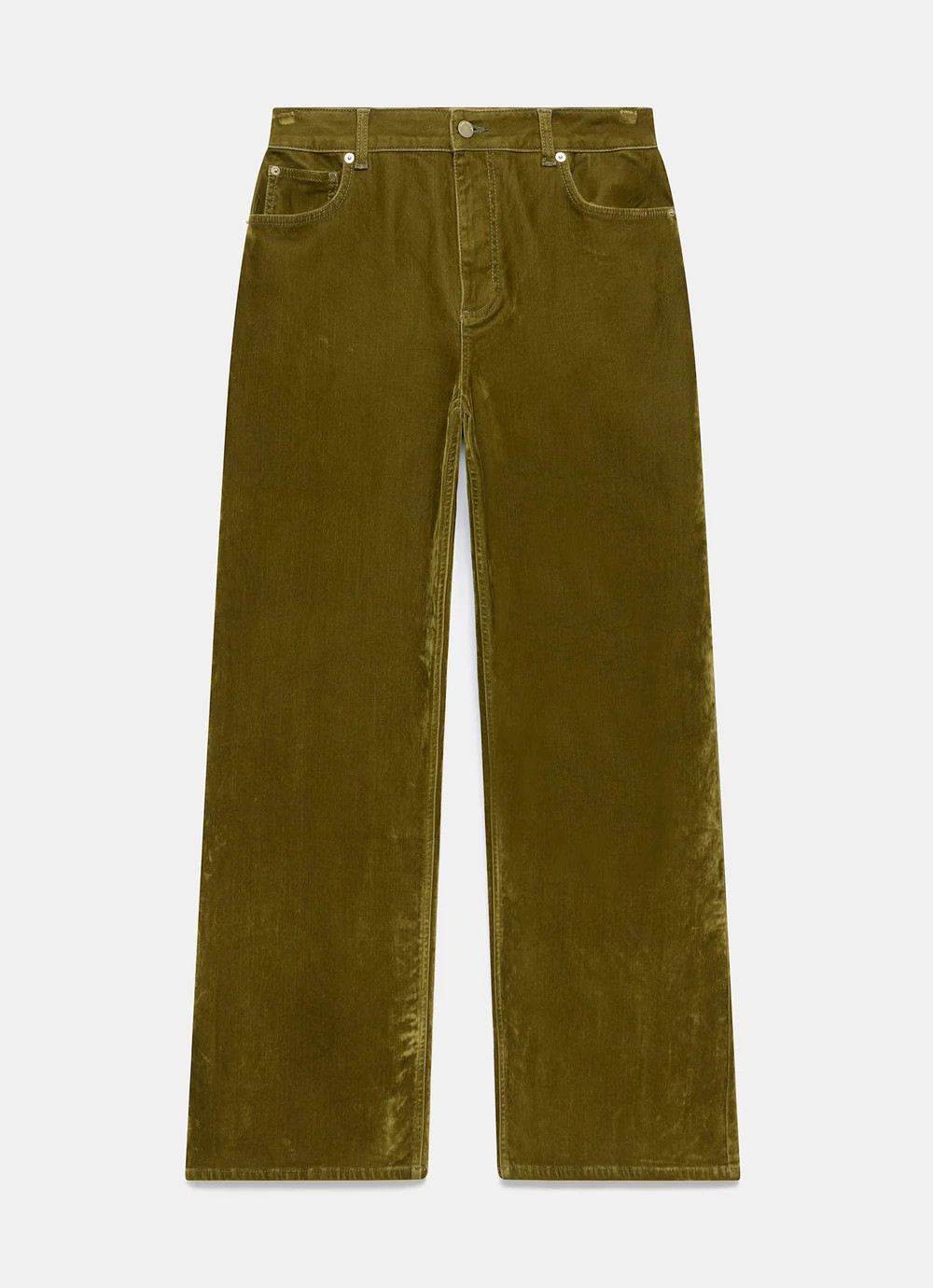 Khaki Straight Leg Flocked Jeans | Mint Velvet