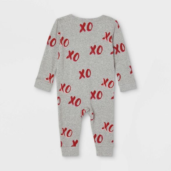 Baby Valentine's Day XOXO Print Matching Family Footed Pajamas - Gray | Target