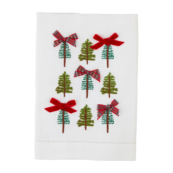 Tree repeat embroidered bow towel | Mud Pie