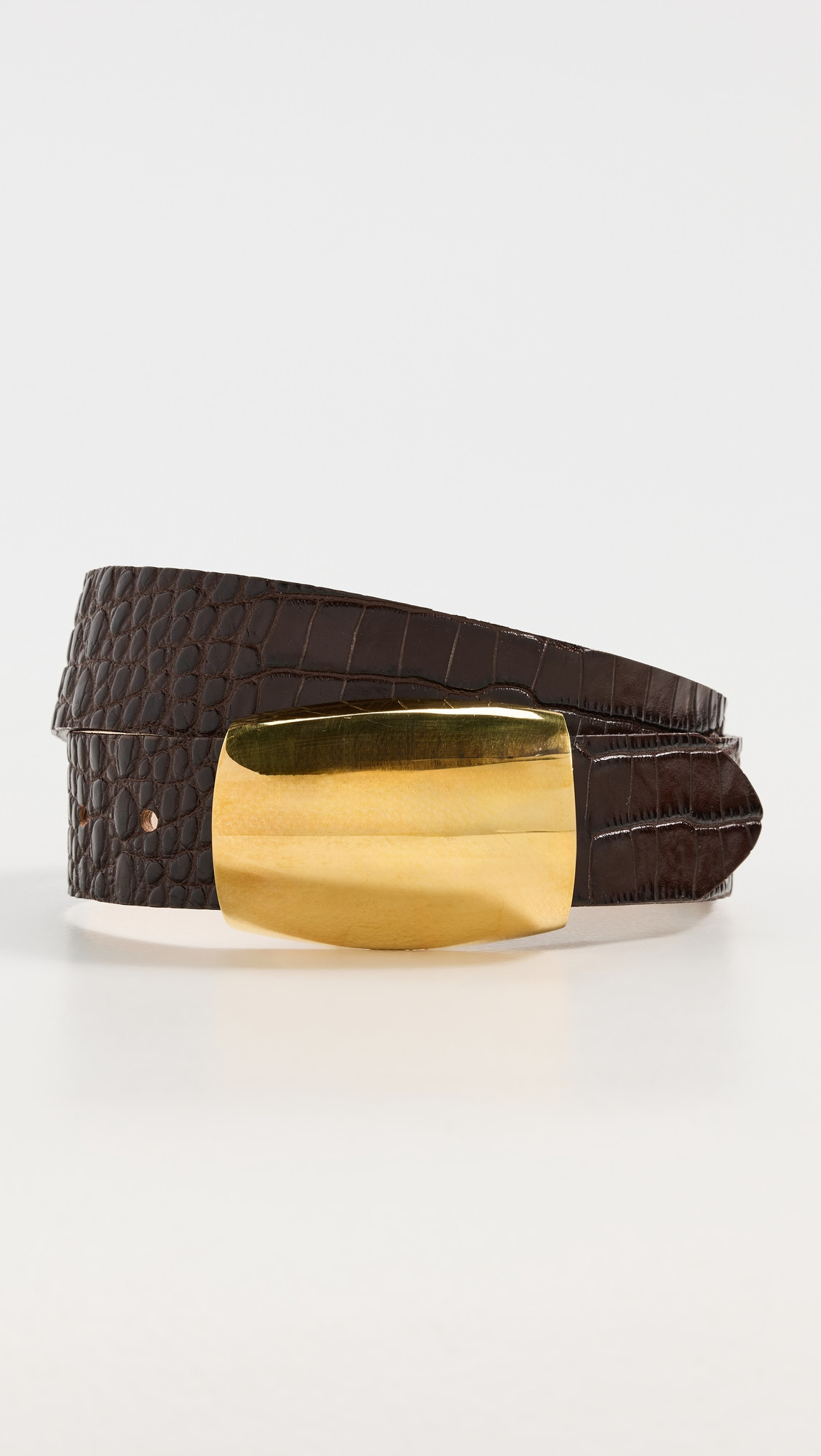 L'AGENCE Milou Domed Croc Embossed Belt Ivory Croc Embossed M | Shopbop