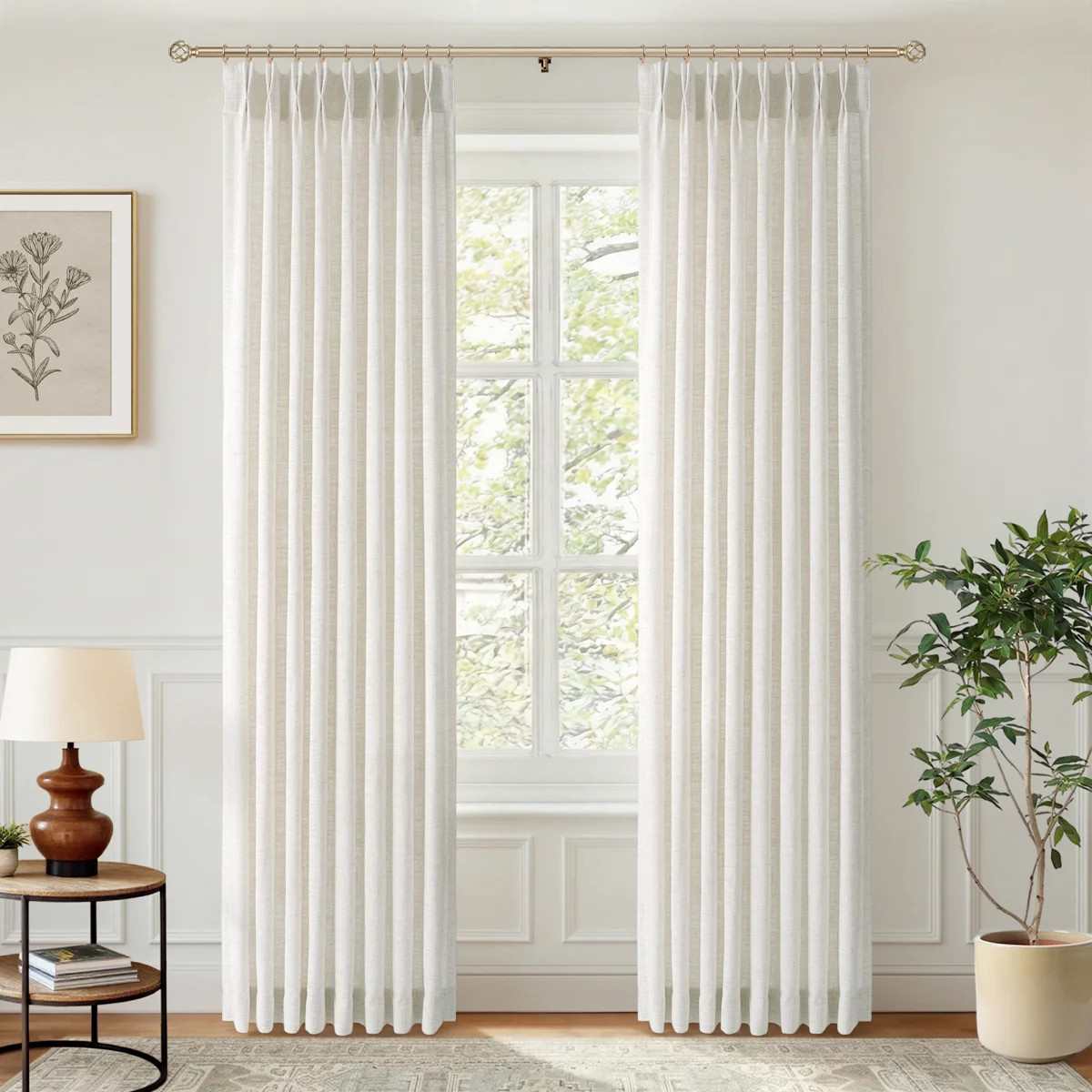 Memory\u2011Set Linen Textured Light\u2011Filtering Privacy Curtains for Living Room, Hook Pleat ... | Wayfair North America