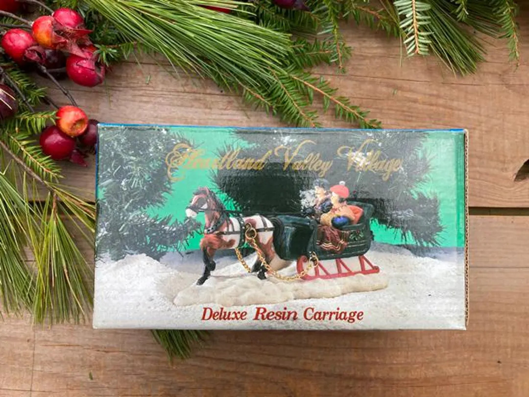 Vintage Christmas Heartland Valley Village Horse and Sleigh NOS Original Packaging 1990s Christma... | Etsy (US)