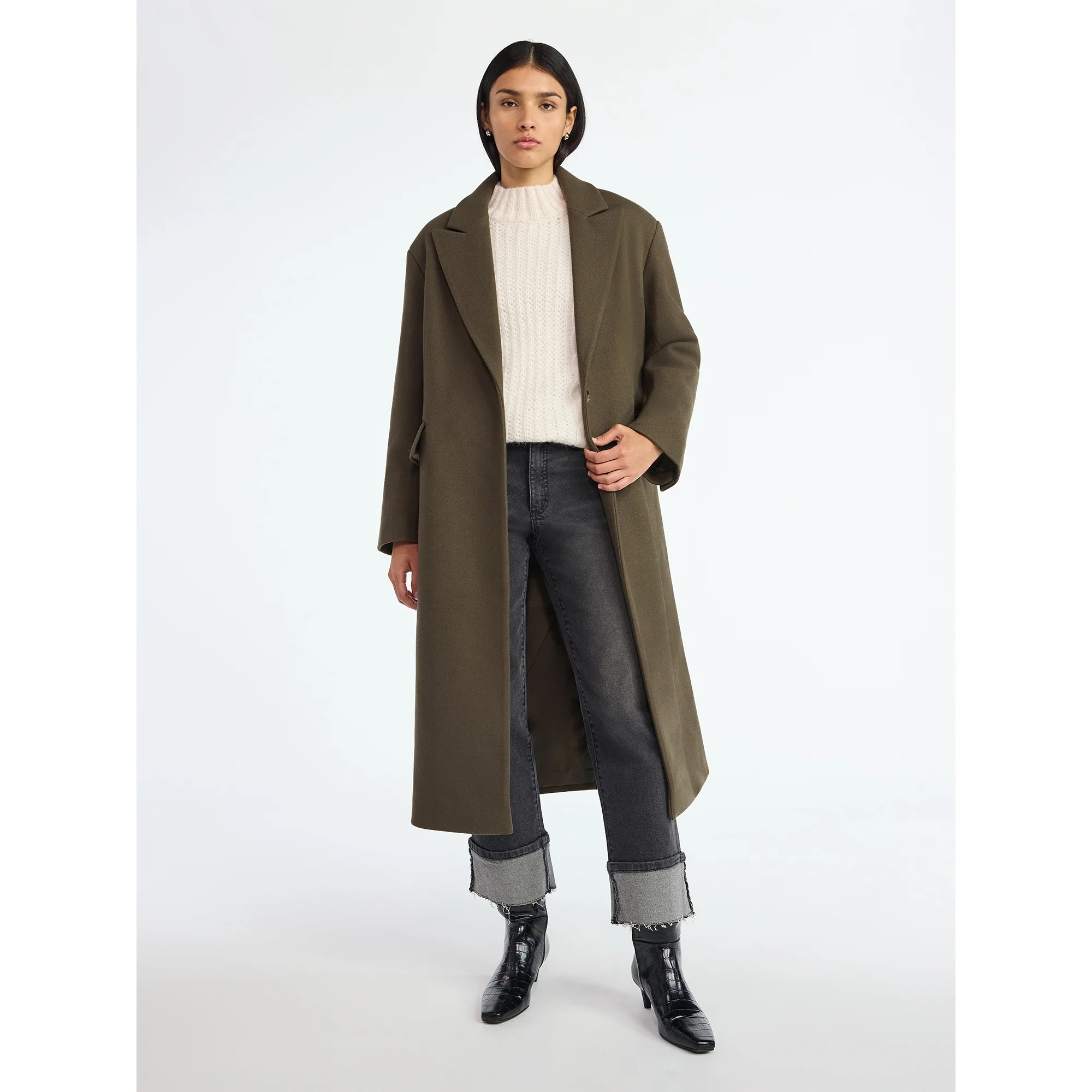 Scoop Women's and Women's Plus Oversized Faux Wool Coat, Heavyweight, Sizes XS-4X | Walmart (US)