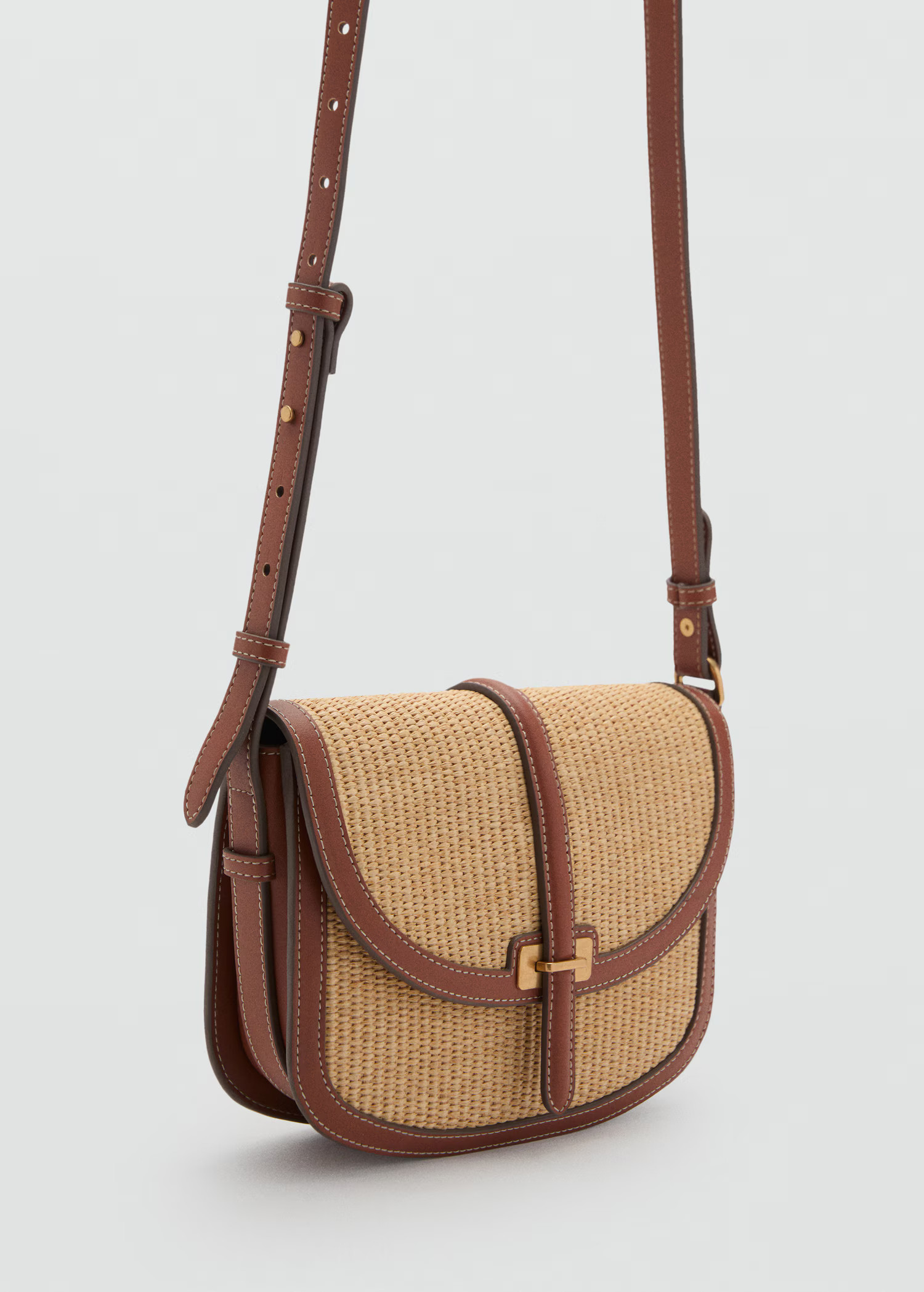 Raffia-effect shoulder bag - Women | MANGO USA | Mango (US/MX/AU)