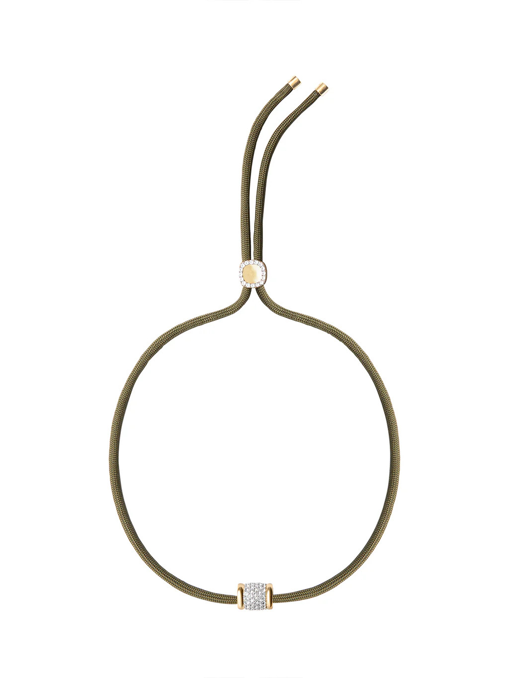 YVES LAB WHITE SAPPHIRE PARACORD NECKLACE, OLIVE | Dorsey