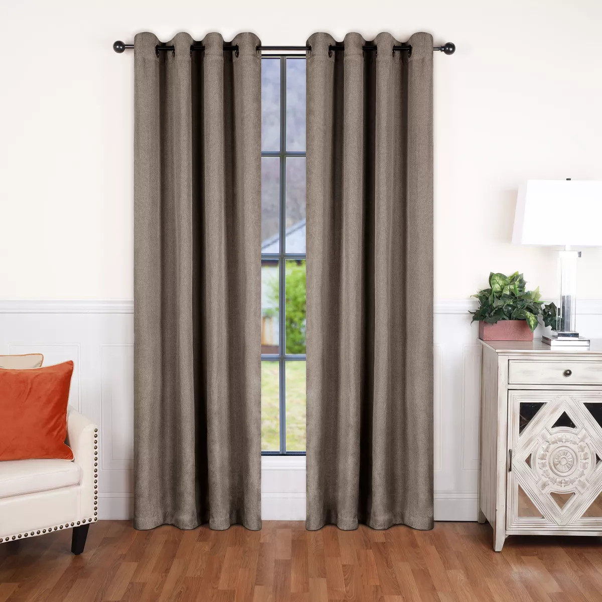 Modern Classic Linen Pattern Room Darkening Blackout Curtains, Set of 2 by Blue Nile Mills | Target