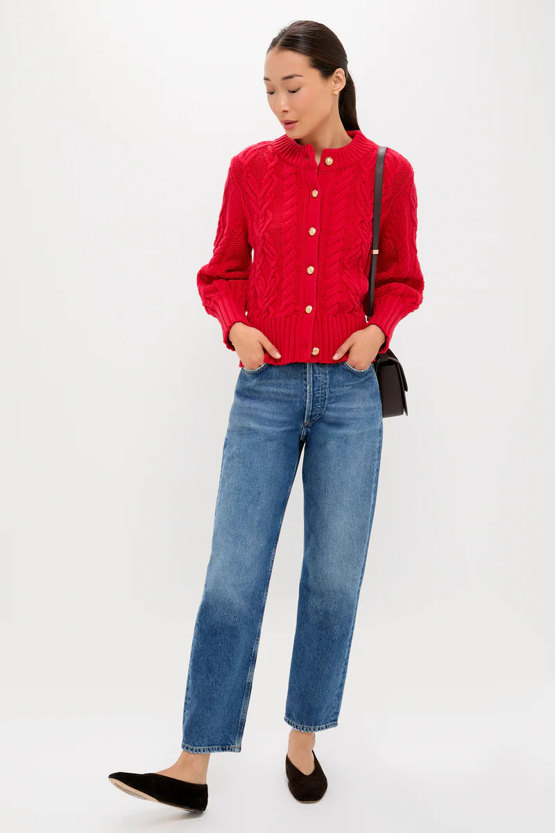 Red Cotton Colette Cardigan | Tuckernuck (US)