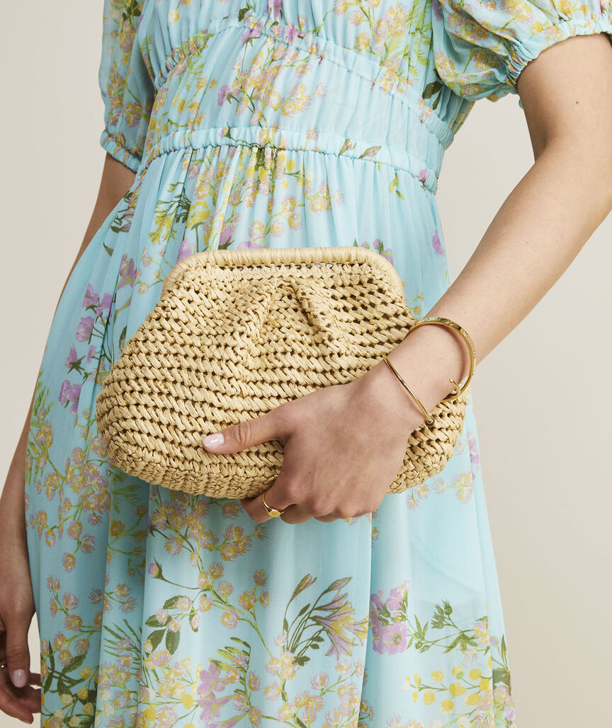 Crochet Straw Clamshell Clutch | vineyard vines