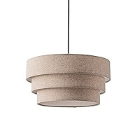Rustic Pendant Lighting with Beige Brown Linen Fabrics Lampshade Drum Pendant Light Modern Adjustabl | Amazon (US)