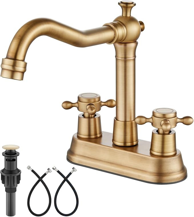 4 Inch Centerset Bathroom Sink Faucet 2 Handle Antique Brass | Amazon (US)