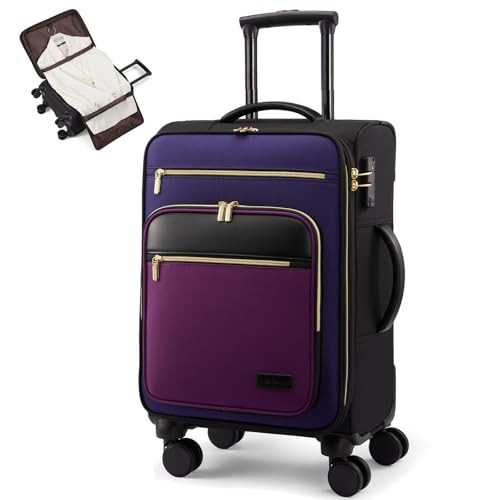 LOVEVOOK Carry on Suitcase 22x14x9 Airline Approved,20 inch Lightweight Waterproof Suitcases with 360° silent swivel wheels, TSA Lock and Compartment, travel Suitcase Black-violet-indigo-Purple | Amazon (US)