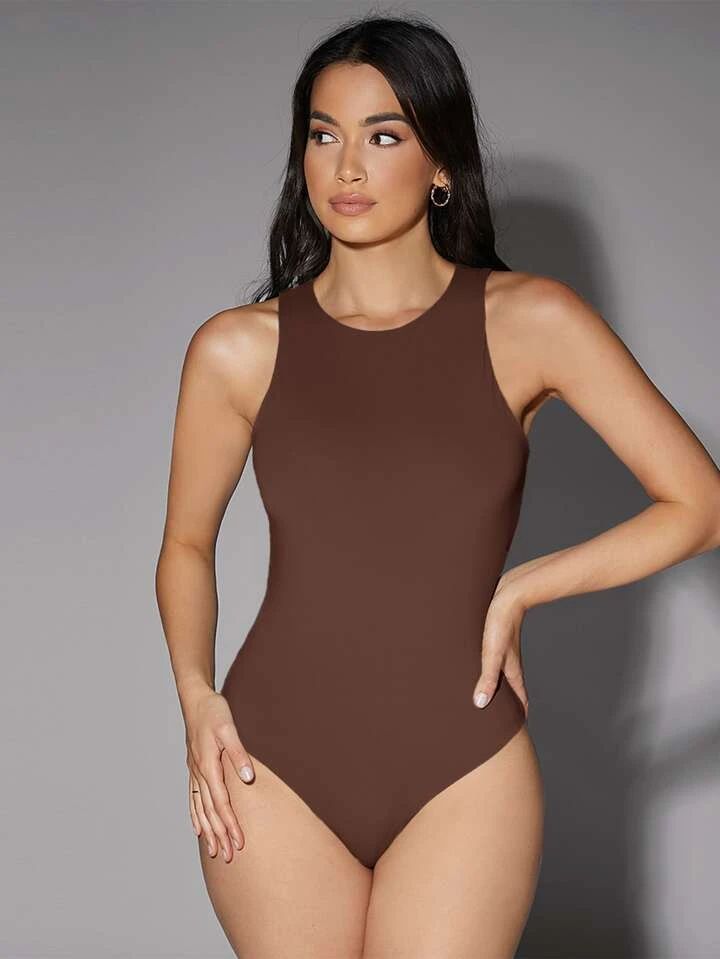 SHEIN BAE Solid Bodysuit Without Shorts | SHEIN