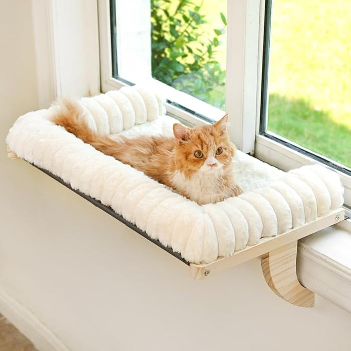 Cloud-Soft Cat Window Sill Perch with Zipper Designed Cushioned Bed, Supportive Cat Window Seat w... | Amazon (US)