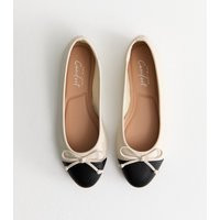 Women's White Contrast Toe Cap Ballerina Pumps New Look | New Look (UK)