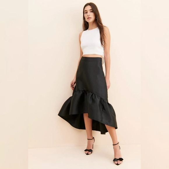 Anthropologie Mare Mare Serene Formal Flounced Maxi Skirt‎ Black XL Petite | Poshmark