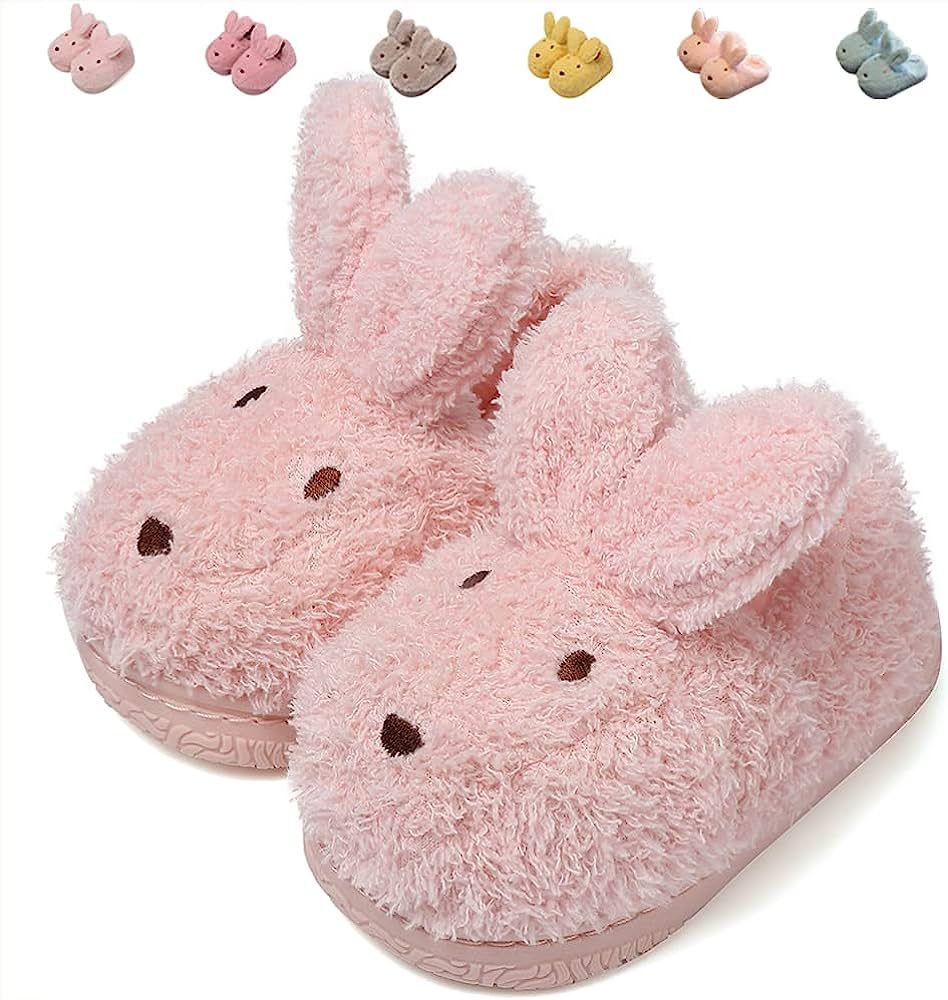 Toddler Girls Slippers Boys Girls Fluffy Home Slippers Winter Warm Indoor Cute Bunny Shoes | Amazon (US)