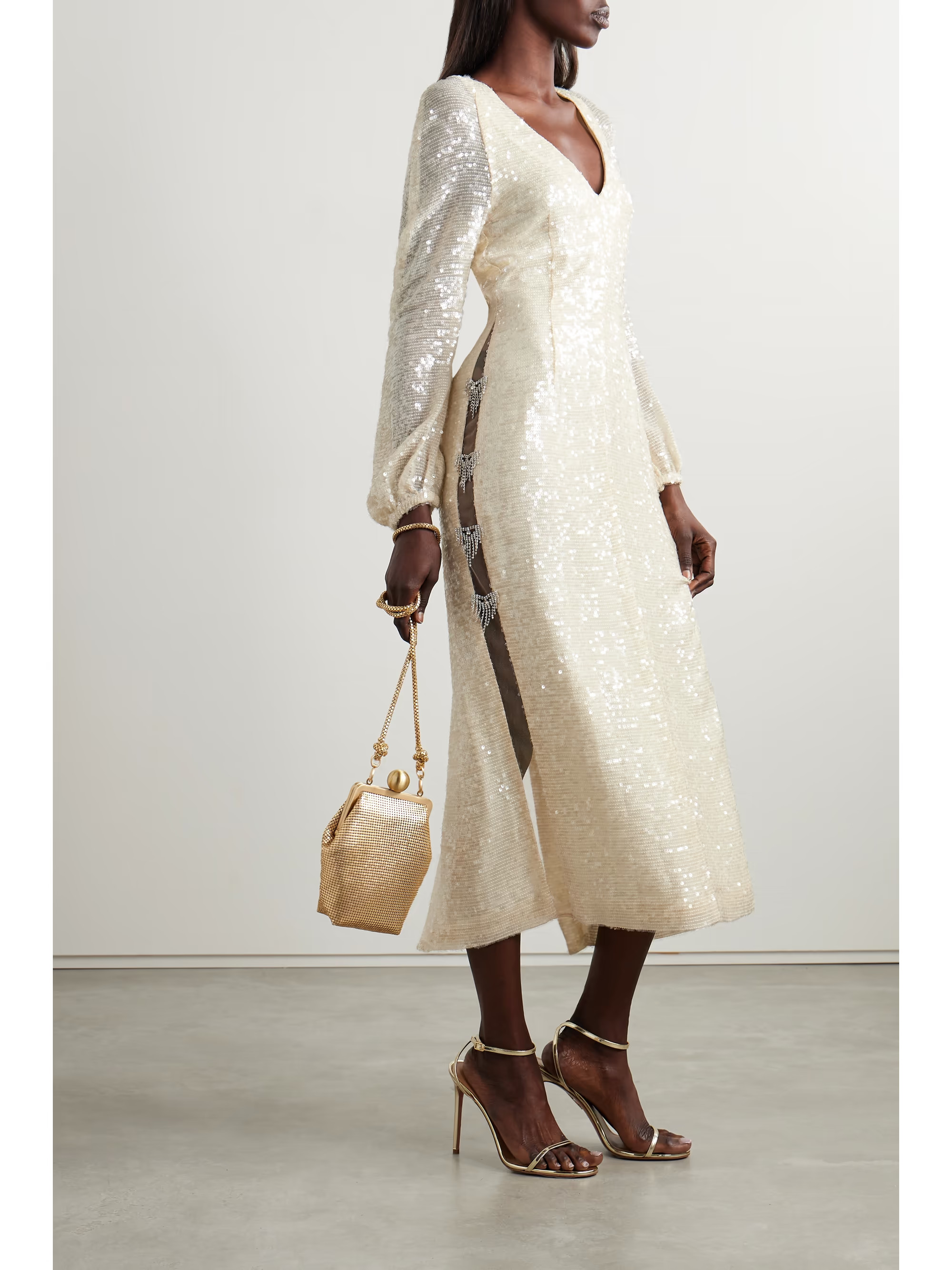 MARKARIAN Phyllis embellished tulle-trimmed georgette midi dress | NET-A-PORTER | NET-A-PORTER (US)