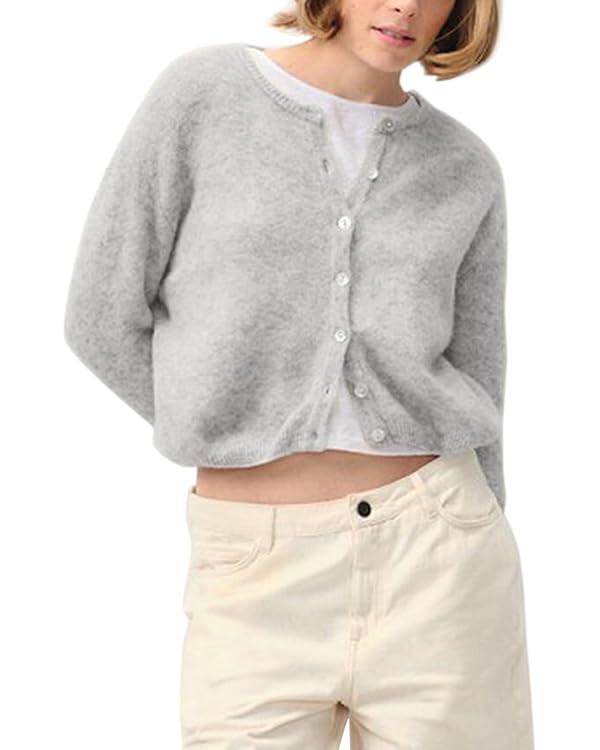 Yuemengxuan Women Cardigan Sweater Button-Down Solid Color V-Neck Long Sleeve Soft Knit Coat Jump... | Amazon (US)