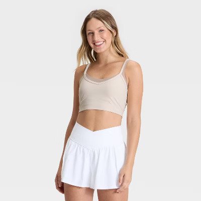Women's Double Layer Sports Bra - JoyLab™ Tan/Cream XXS | Target