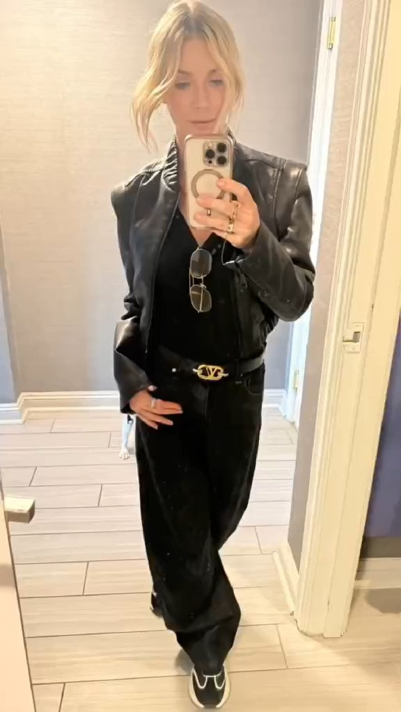 Urban noir, but make it wearable—this is my go-to when I need instant confidence without the outfit anxiety. 🖤

The formula: boxy vegan leather bomber + relaxed barrel pants + sleek sneakers. It’s structured up top, effortless on bottom, and comfortable enough to move through a full day (errands → meetings → dinner) while still looking elevated.

If you’re building a capsule wardrobe for busy, high-performing days, this is one of those looks you’ll repeat on autopilot. Everything is linked on LTK. 

 #LTKdayinmylife #LTKootd #LTKWorkwear