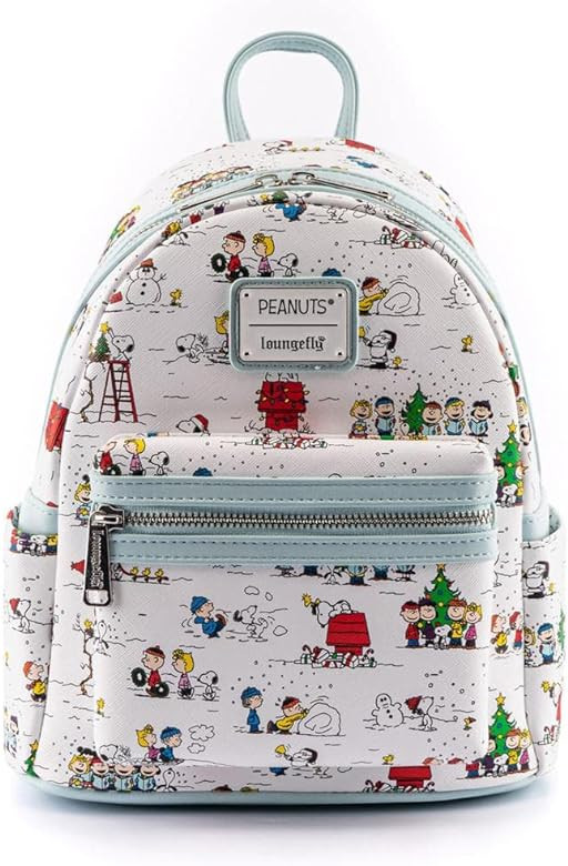 Loungefly Peanuts Happy Holidays All Over Print Womens Double Strap Shoulder Bag Purse | Amazon (US)