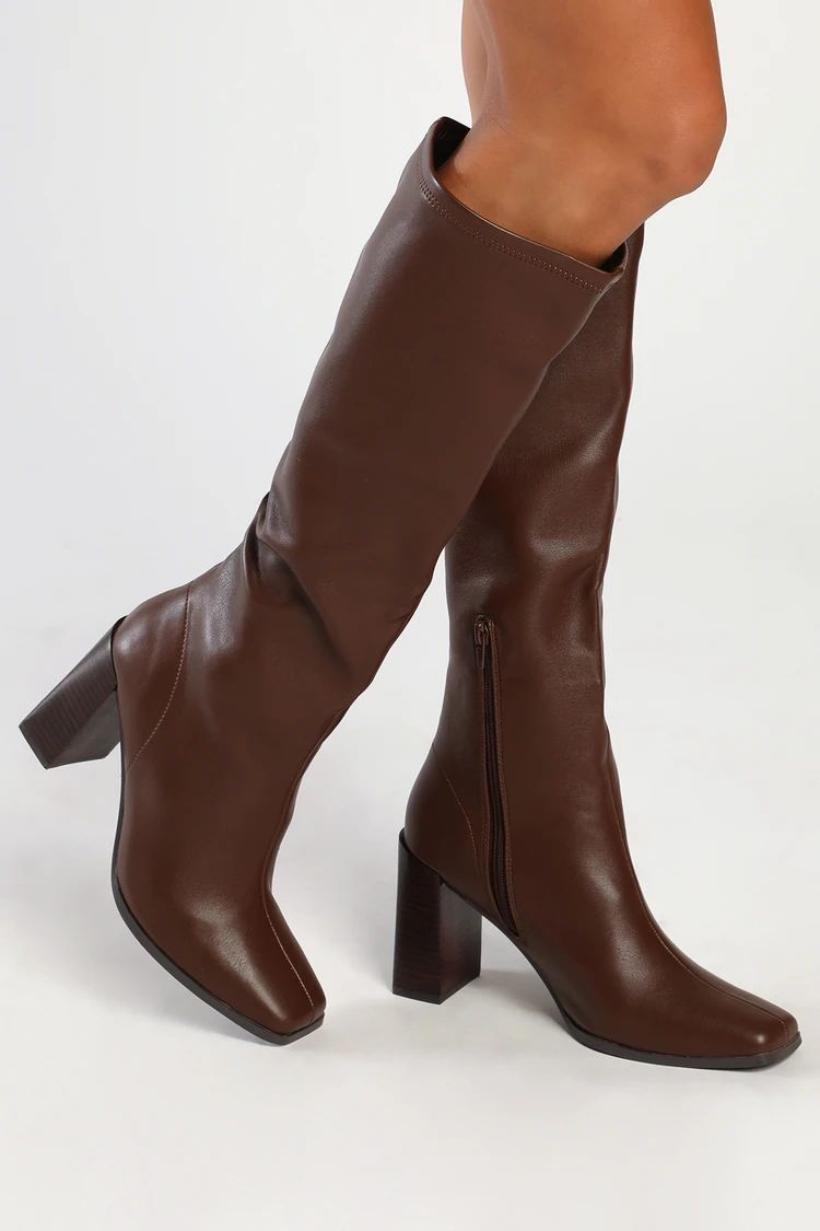 Mary Brown Square Toe Knee-High Boots | Lulus (US)