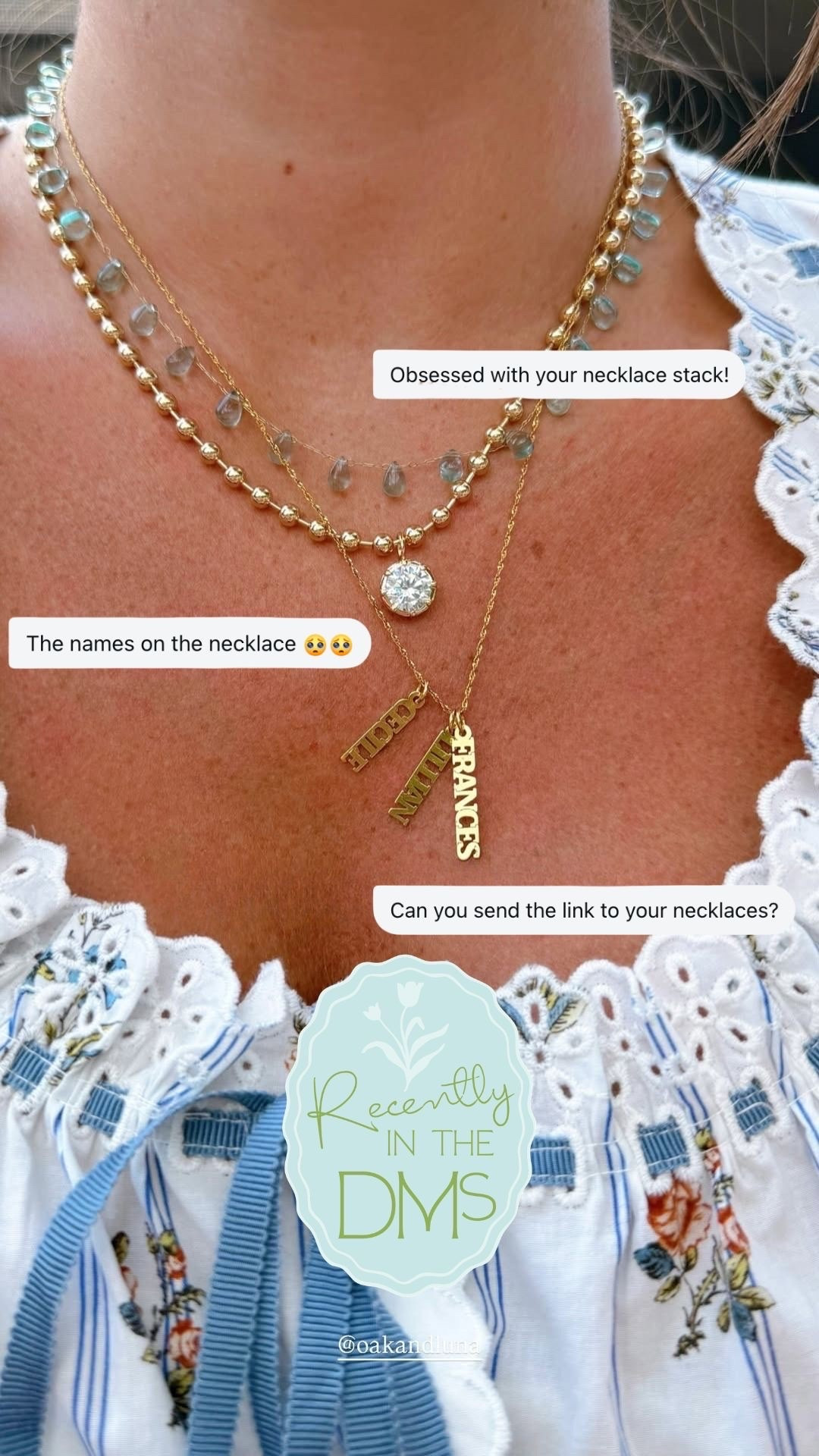 My sweet necklace stack right now 🤍