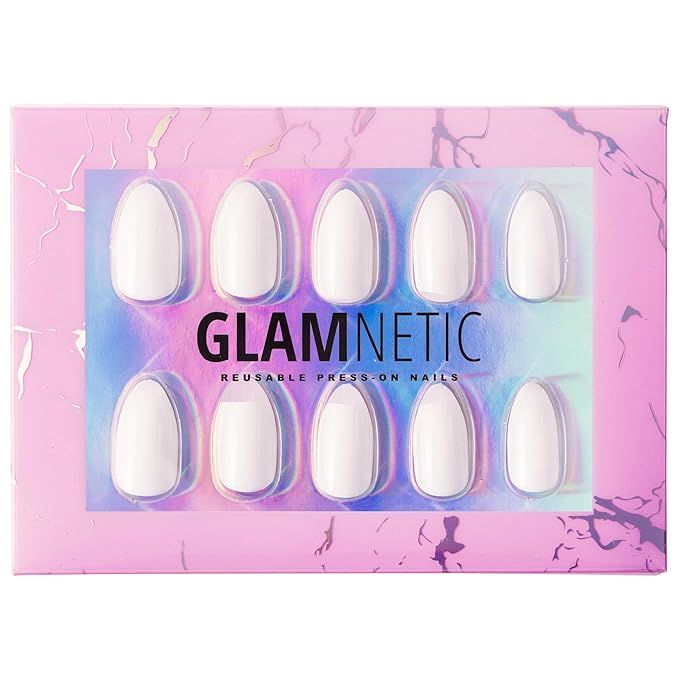 Glamnetic Press On Nails - Angel | Opaque White Short Almond Nails, Reusable | 12 Sizes - 24 Nail... | Amazon (US)