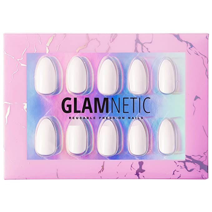 Glamnetic Press On Nails - Angel | Opaque White Short Almond Nails, Reusable | 12 Sizes - 24 Nail... | Amazon (US)