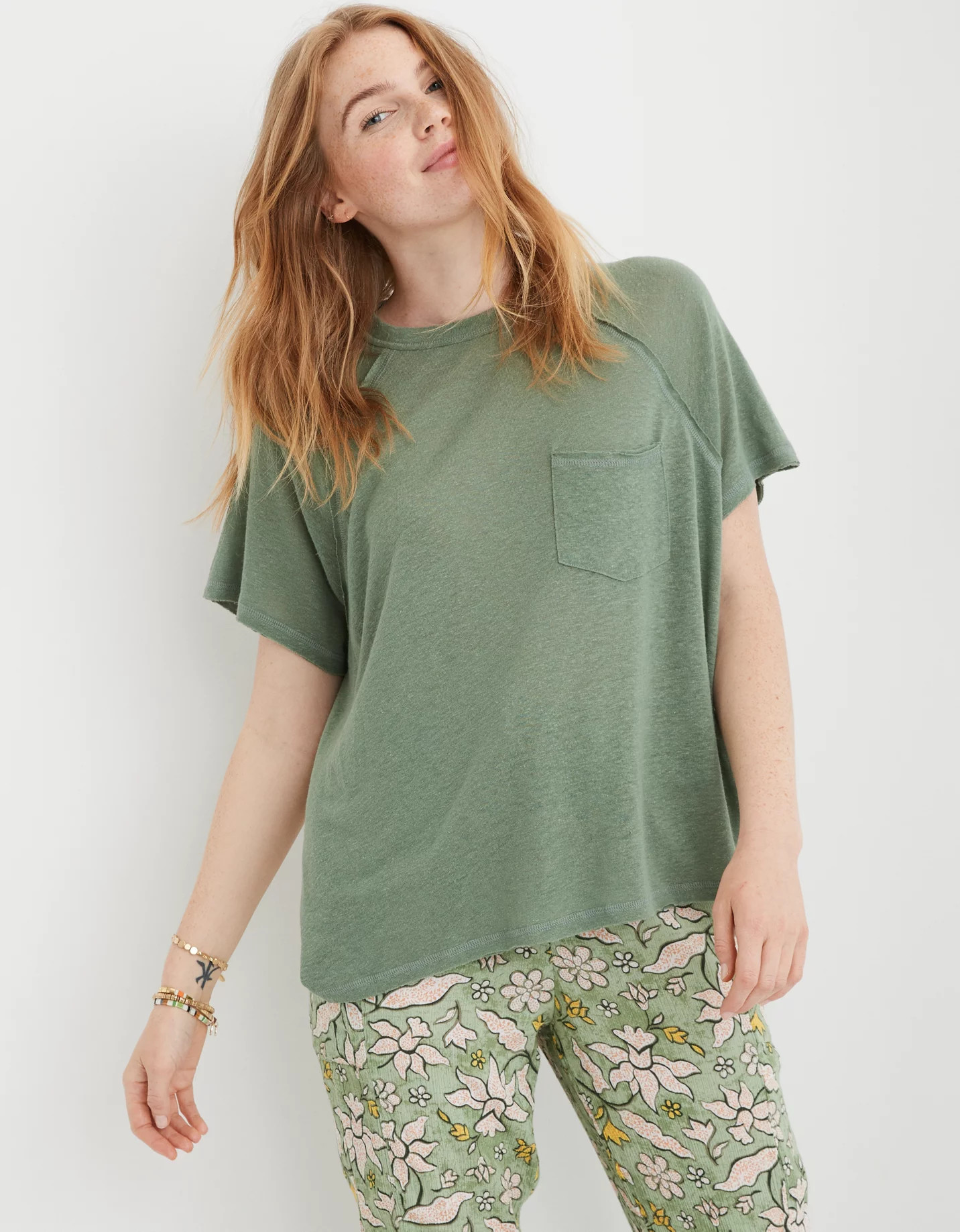 Aerie Breezy Linen T-Shirt | American Eagle Outfitters (US & CA)
