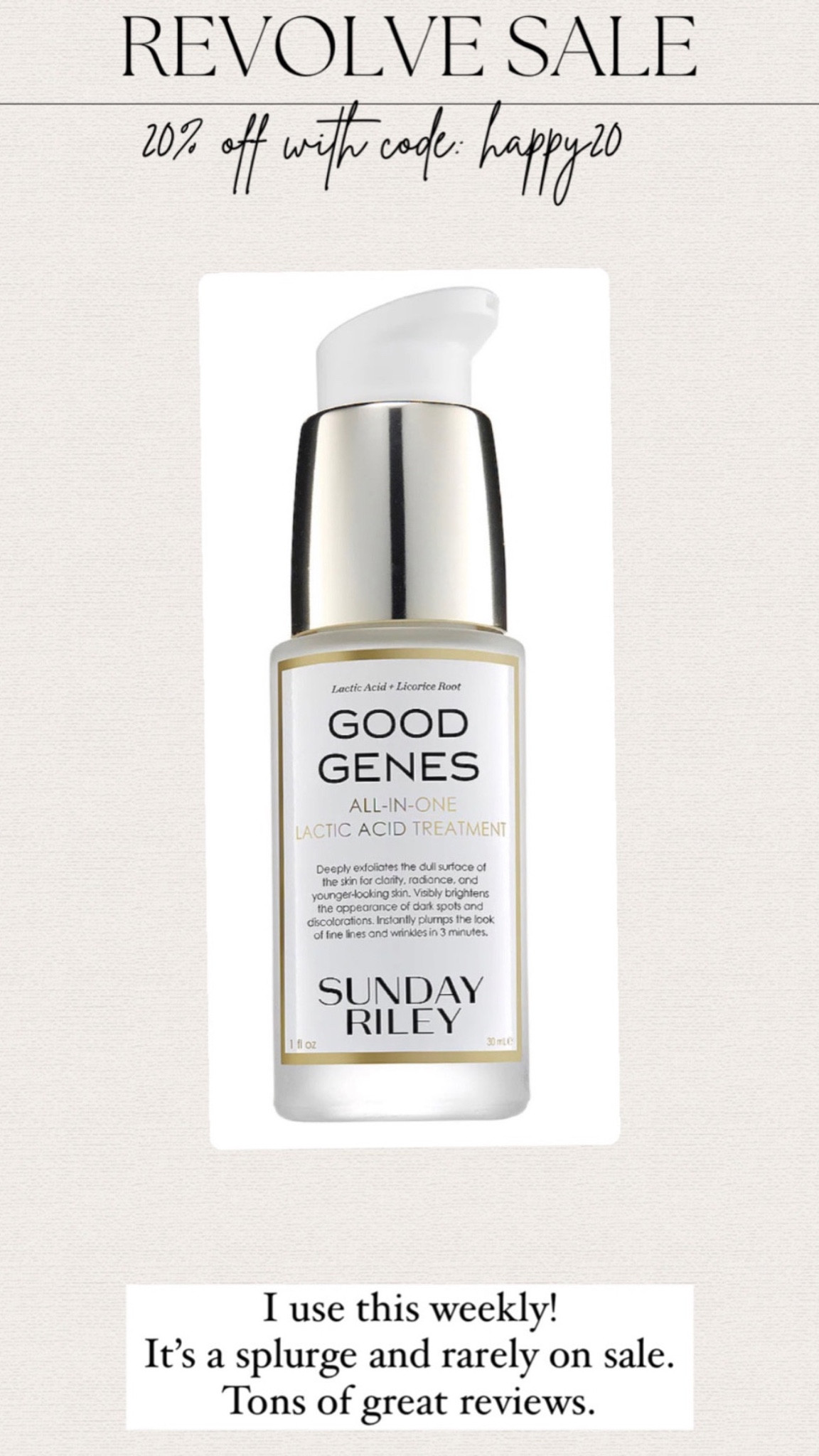 I use Good genes weekly!! 20% off today! 


#LTKsalealert #LTKFind #LTKbeauty