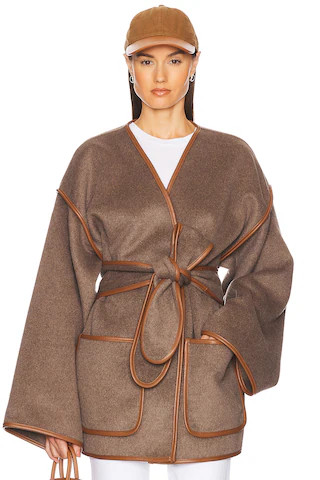 Helsa Wool Blend Blanket Coat in Coffee Melange from Revolve.com | Revolve Clothing (Global)