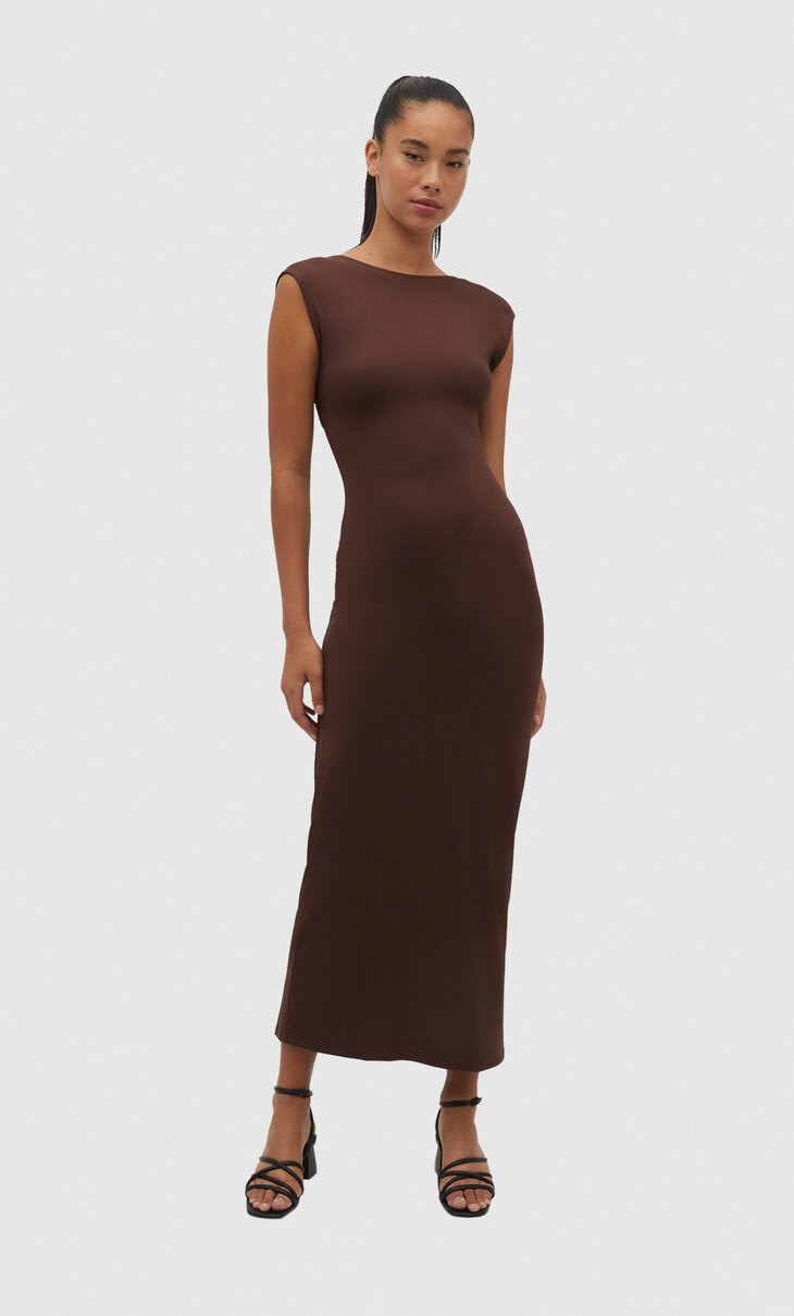 Robe longue à dos nu - Robes femme | Stradivarius France | Stradivarius (FR)