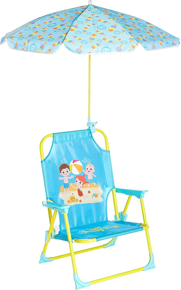 Idea Nuova Cocomelon Kids Outdoor Folding Beach Chair with Umbrella, Ages 3+ | Amazon (US)