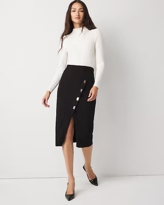 Asymmetrical Faux-Wrap Pencil Skirt | White House Black Market