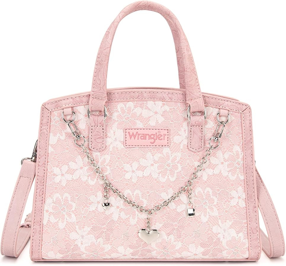 Wrangler Lace Tote Bag for Women, Medium Crossbody Top Handle Handbags Ladies Satchel Elegant Pur... | Amazon (US)