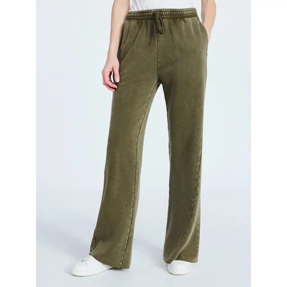 Scoop Women’s and Women's Plus Mineral Washed Fleece Flare Leg Sweatpants, Sizes XS-4X | Walmart (US)